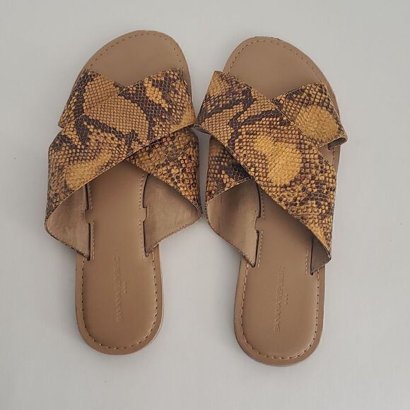 Banana Republic Womens Snake Print Sandals Yellow Size 8 - Picture 6 of 8